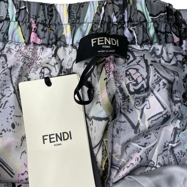 New Fendi Silk Printed Pants Size 46 Gray Multicolor Women's Luxury thumbnail 9