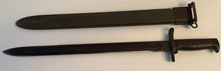 WWII WW2 U.S. M1 Garand 1908 bayonet w/scabbard S.A. Flaming bomb!