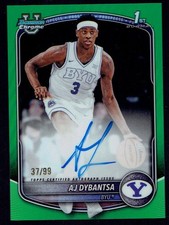 2025-26 Bowman Chrome AJ Dybantsa Green Refractor Autograph Auto 37/99