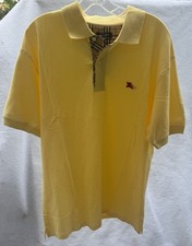 NWT Burberry London Men  s Yellow Polo Shirt 2XL Red Embroidery Logo Quite Luxury
