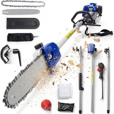 16 Ft Trimming Height Gas Pole Saw, 52CC 2 Stroke Gas Powered Pole ChainSaw, 12i