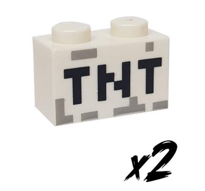 2x LEGO 3004pb122   1x2 Stein   Minecraft TNT   weiß   white