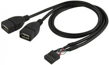 JSER USB 10 Pin 9Pin Motherboard Female Header to Dual USB 2.0 Female Adapter Ca