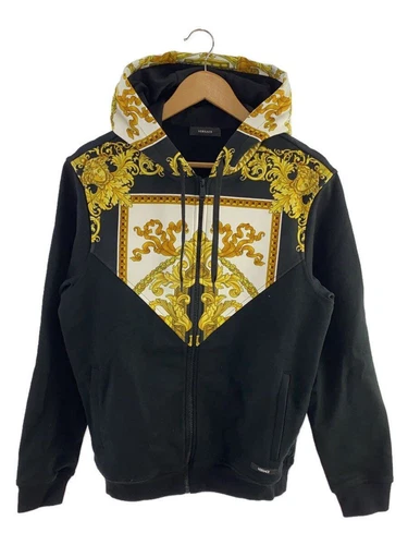 Felpa con cappuccio zip VERSACE M cotone nero 1011854 IA07326 usata