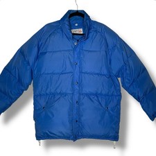 Vintage Down Puffer Jacket Ski Puffy Gerry Mens Size Large Blue Snap Made in USA