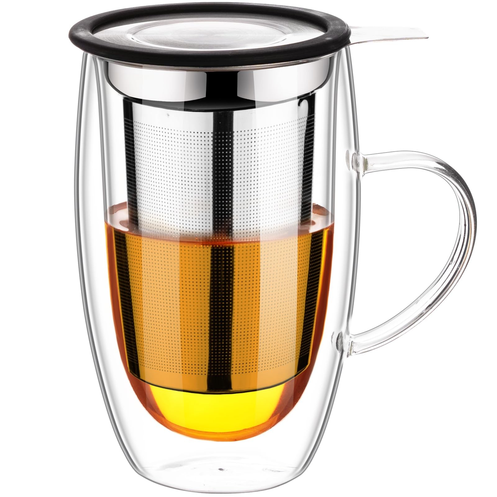 Cup With Stainless Steel Infuser And Lid, 16oz Borosili...