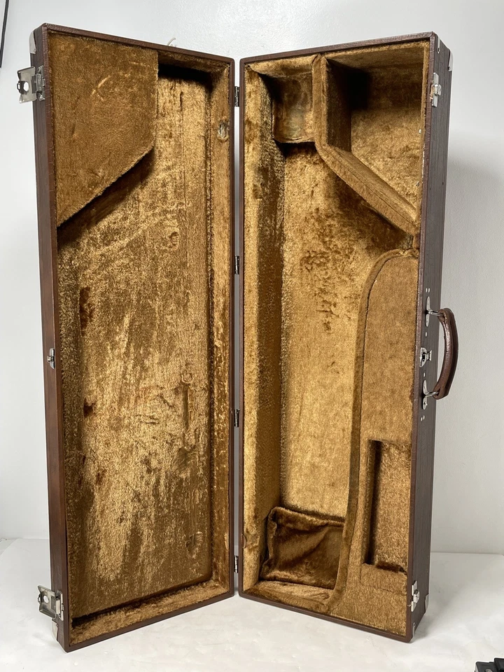 Vtg Henri Selmer Paris Baritone Saxophone Case Box Brown Leather 41.5x14x8.25” - Image 3 of 4