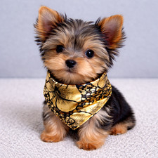 Gold Lame Bougie Puppy Dog Bandana Fancy Scarf Handmade in USA Slide Over Collar