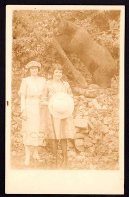 RPPC Postcard Arkansas AR Hot Springs Mother Daughter Black Bear Studio Photo