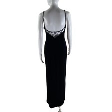 VTG Dress Womens 6 BLUE Velvet Maxi Slip Y2K 90s Romantic Goth Vampy Prom HOCO