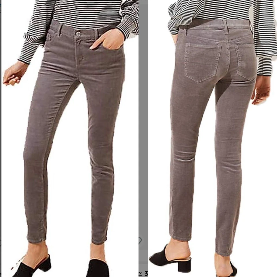 Pantalones de mezclilla Ann Taylor LOFT talla 0 coral pana modernos ajustados elásticos algodón usados en excelente estado Foto 2 de 4