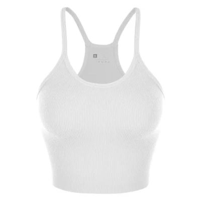 S M Nahtlos Bauchfreies Top Unterhemd Rippstrick Tank Laufen Training Gym Damen - Bild 1 von 4