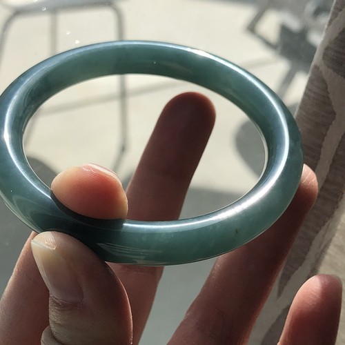 56.6mm Guatemalan Jade Earthy Blue Green Bangle - Picture 12 of 12
