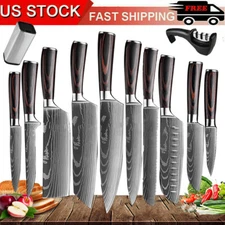 Kitchen Knife Set Japanese Damascus Style Stainless Steel Cleaver Chef Knife USA