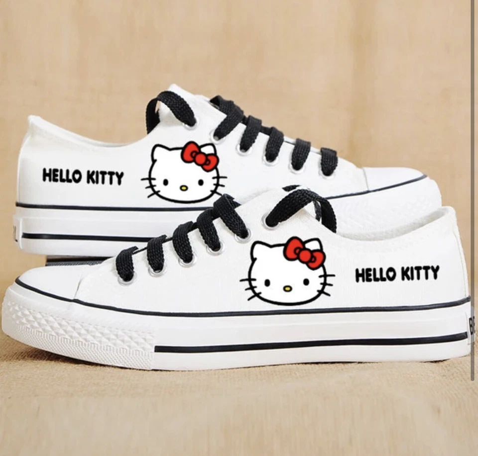 White Women Sport Flat Kitty Sports Sneakers 6,7,8,9 Hello Kitty Sanrio Kawaii - Image 3 of 4