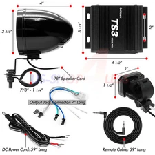 Bluetooth Motorcycle Stereo Speakers Handlebar Audio System AUX USB SD FM Radio