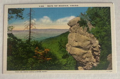 Vintage Linen Postcard ~ White Top Mountain ~ Virginia VA