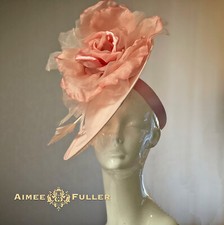 Aimee Fuller Kentucky Derby Hat Pink Silk Large Rose Flower Fascinator Del Mar