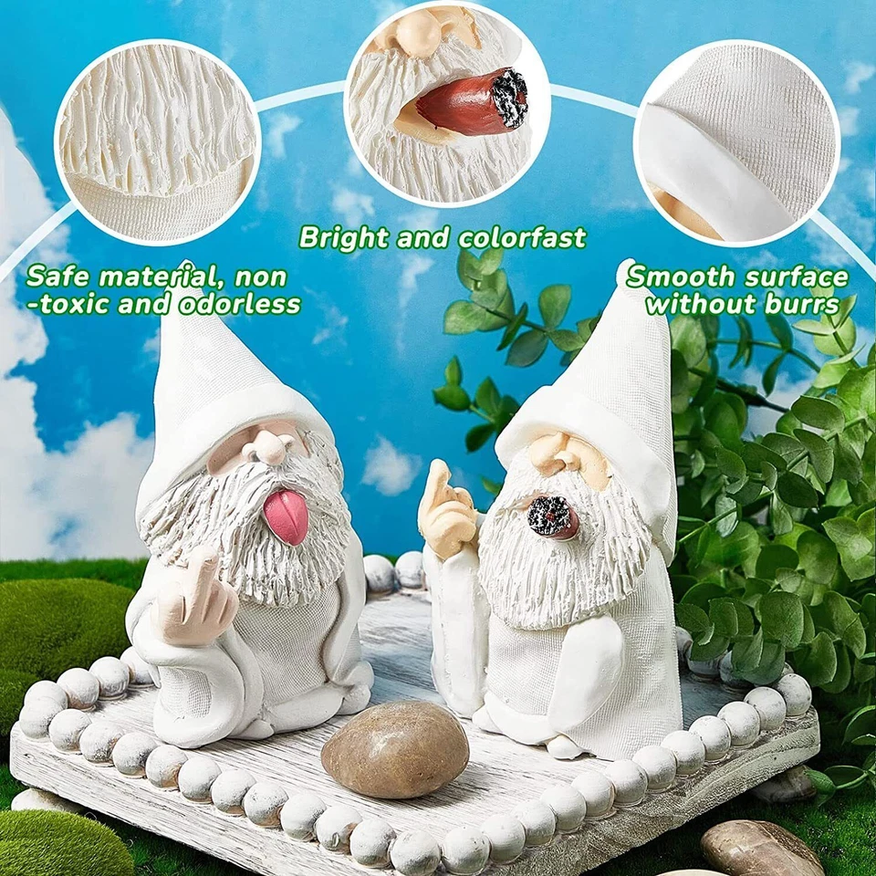 Белый волшебник гном средний палец сад курение двор газон украшение статуэтка декор - Изображение 3 из 4