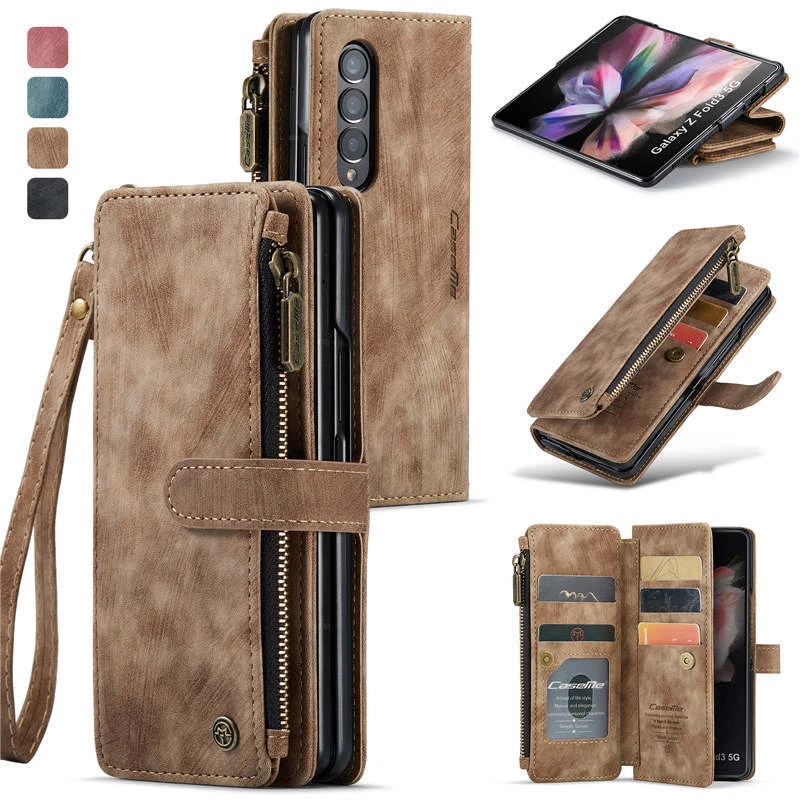 For Samsung Galaxy Z Fold 6/543 Case Heavy Duty Retro Leather Wallet Stand Cover - Image 2 of 4