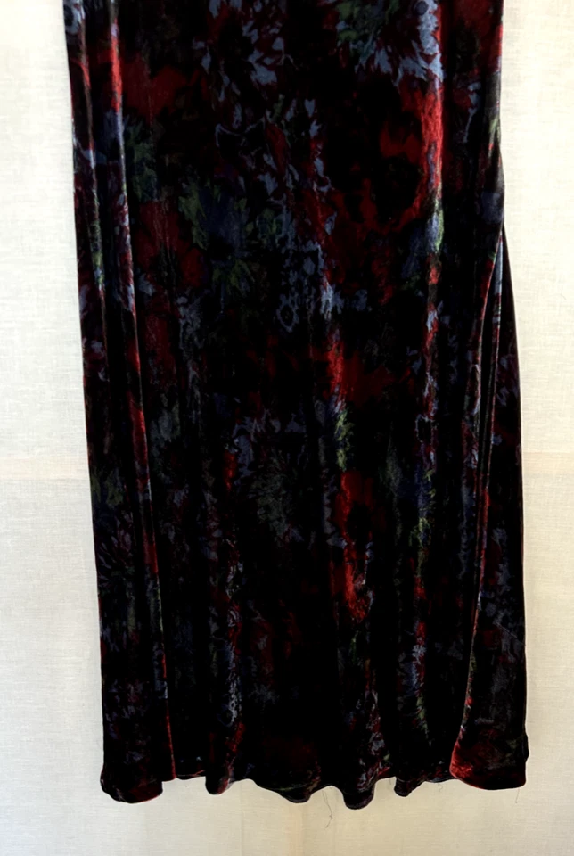 EAST Dress 16 Silk Blend Velvet Midi Short Sleeves Empire Waist - Image 3 of 4