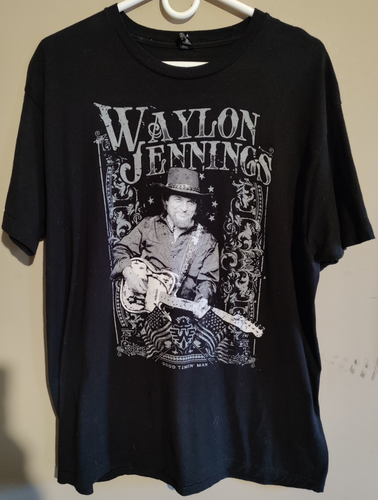 VTG Waylon Jennings GOOD TIMIN' MAN Playing Guitar by Tultex (Men's XL) - Picture 1 of 3