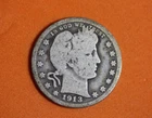1913- Silver Barber Quarter 25c #P10498