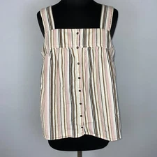 Old Navy Tank Top Womens M Striped Button Up DB