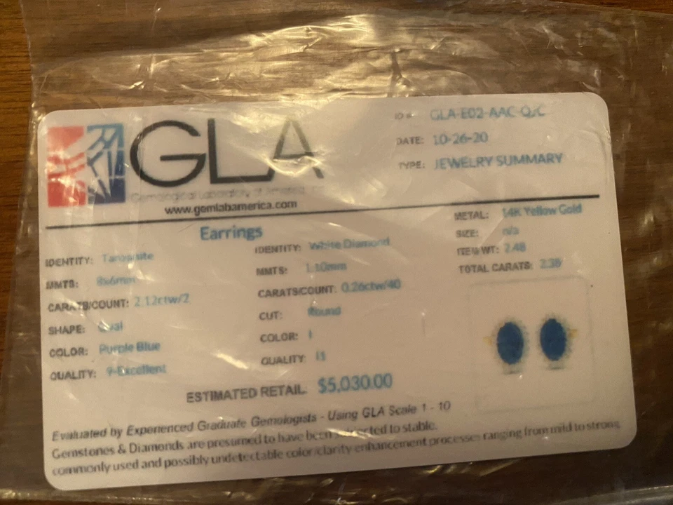 CONJUNTO: Pendientes de Tanzanita y Plata de Ley 9,68CT Oro 14k Diamante💎Pulsera de Tanzanita Foto 3 de 4