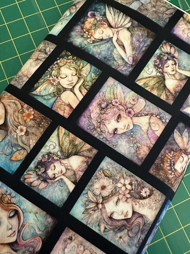 ENCHANTED FAIRY PORTRAIT PATCHES BLACK BY QT FANTASY FAIRIES FABRIC HALF YARD - Picture 9 of 9