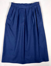 Vintage Pendleton Virgin Wool Skirt Women's Petite Navy Blue Pleated Side Zip
