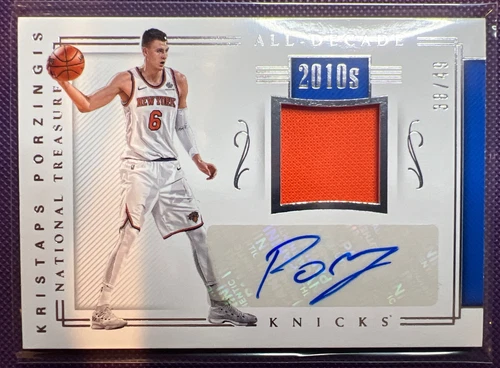 2017-18 National Treasures Kristaps Porzingis Patch Autograph #/49 #ADMS-KPZ CW1