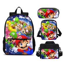 Lote de mochilas escolares grandes Super Mario Bros Lugi para niños bolsa de almuerzo refrigeradora bolsa para bolígrafos