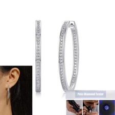 0.8CT VVS1 Moissanite Huggie Hoop Earrings for Women Real 925 Sterling Silver
