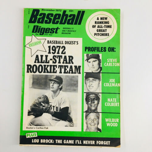 VTG Baseball Digest Magazine November 1972 Boston's Carlton Fisk No