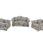 3Pc 1:12 Scale Dollhouse Miniatures Furniture Vintage Luxury Sofa Living Room