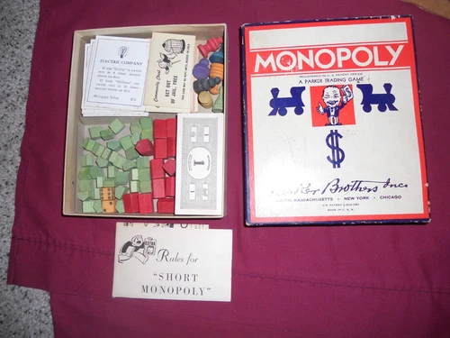 Monopoly vintage Wood Pieces 1951 Parker Brothers No Game Board