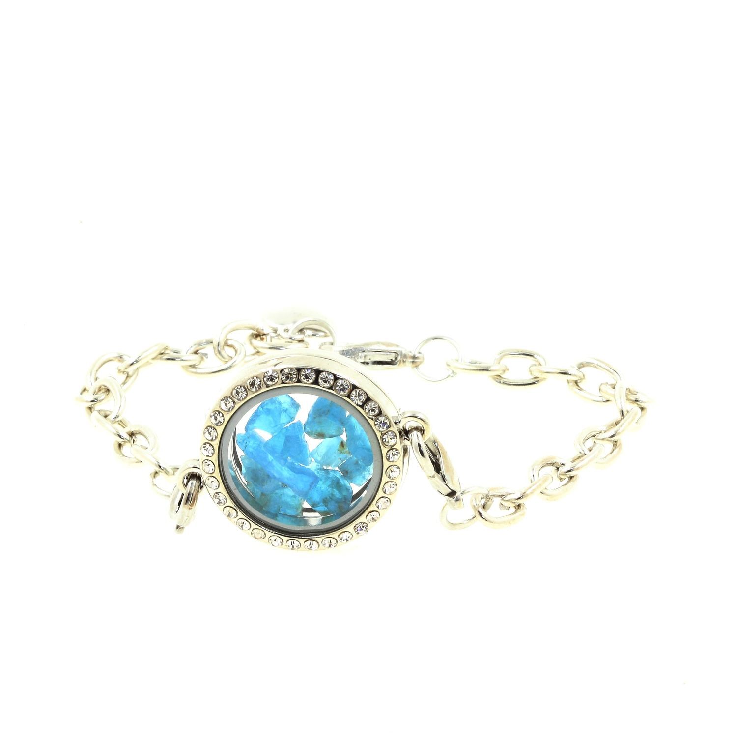 Bracelet en apatite bleue brute de 25 mm couleur argent