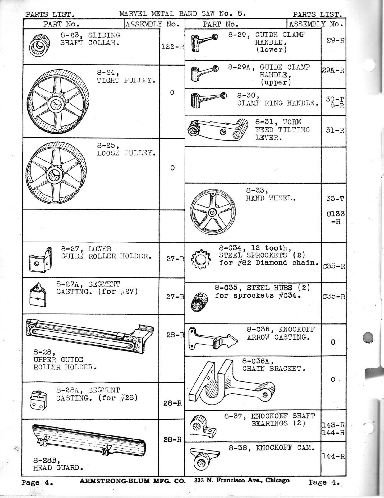 Parts Manual Fits Marvel Metal Band Saw No. 8 eBay