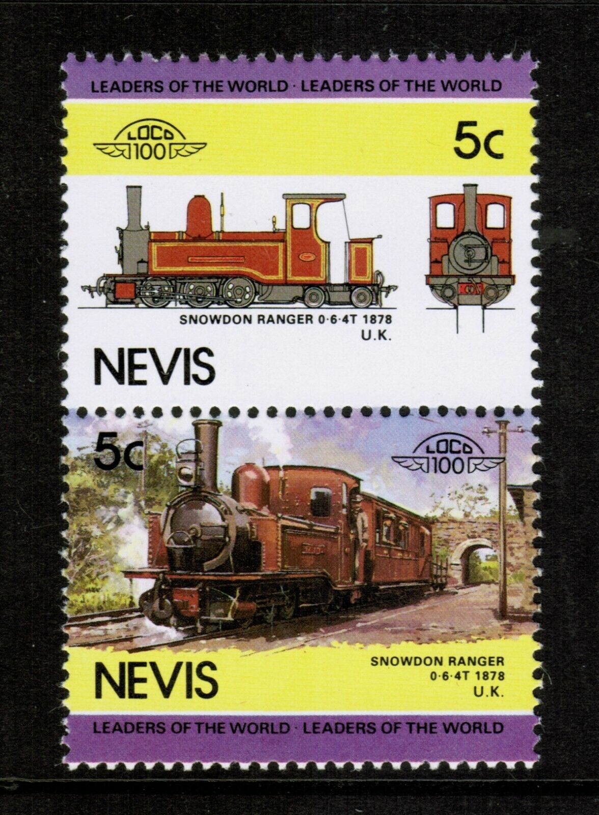 Nevis 1985 Railway Heritage 5c Series 4 MNH UMM SG297 - 298 297a