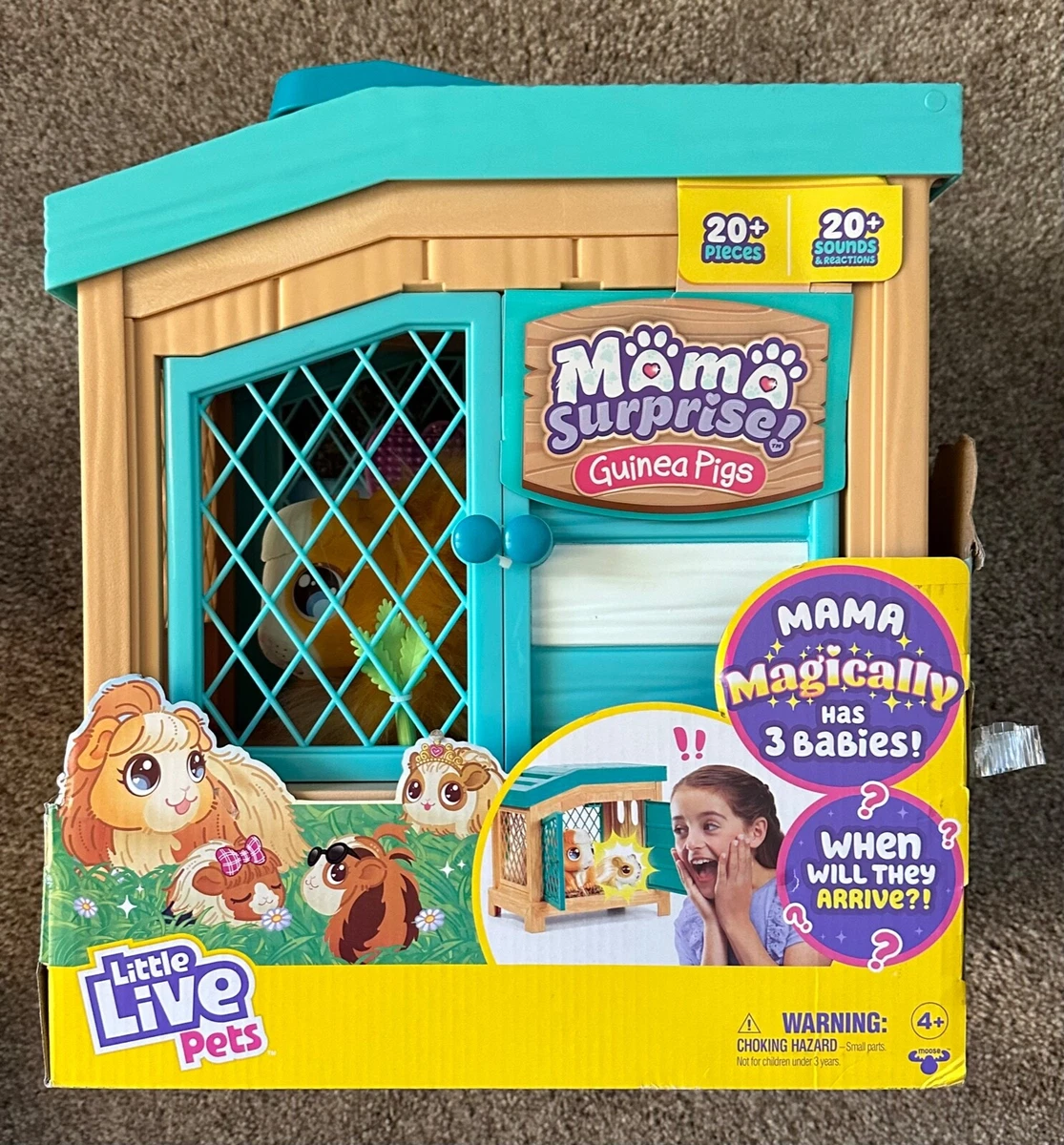 Little Live Pets Mama Surprise Guinea Pig Interactive Hutch, 3 Babies READ  NEW