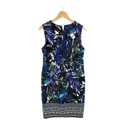 Connected Apparel Tropical Print Summer Dress Size 10 Blue