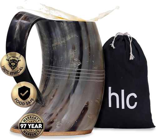 Viking Drinking Horn Mug Set With Shot Glass & Bottle Opener - Handmade Ox Horn Stein For Beer, Whiskey, Coffee - View #8