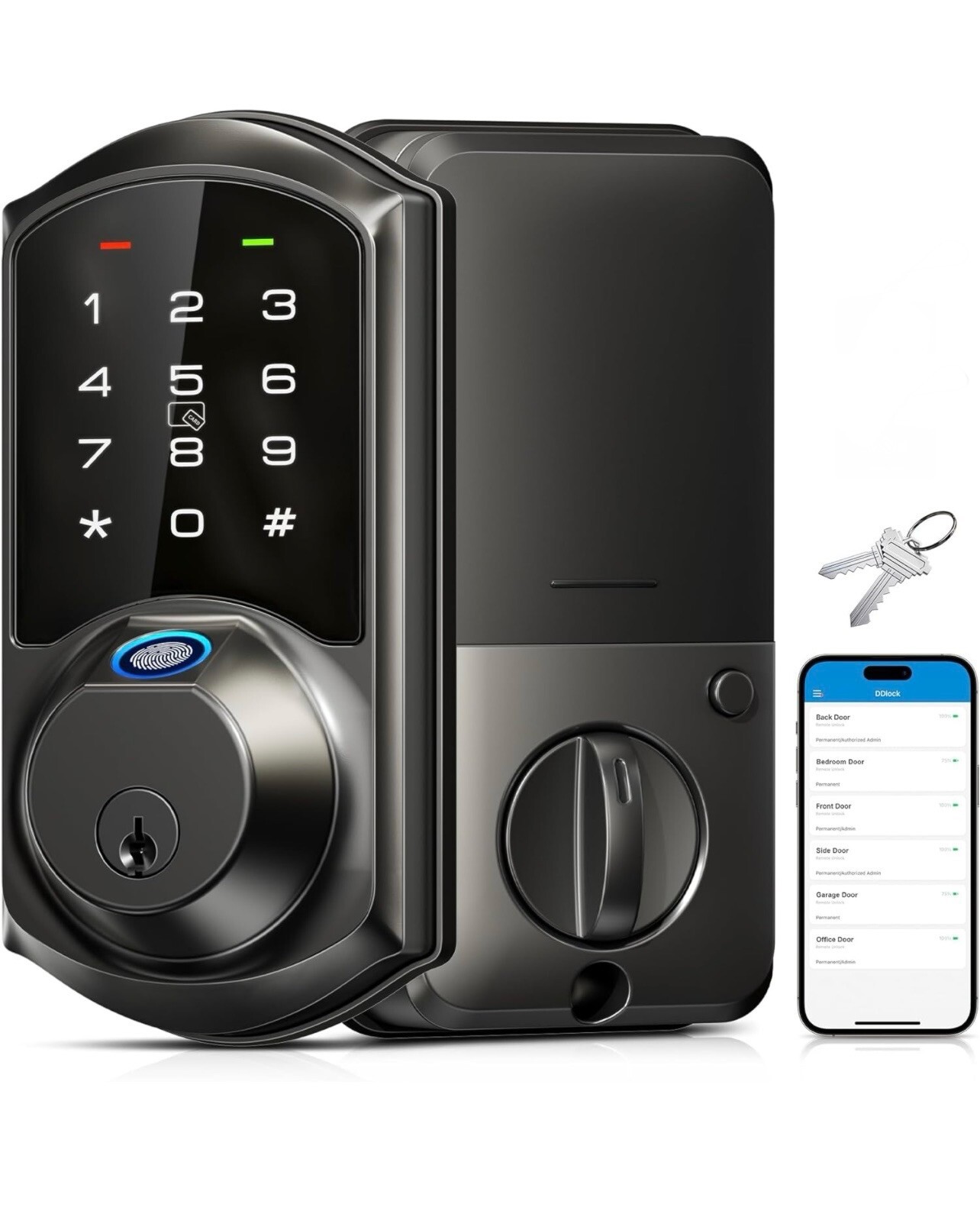 Veise VE07 Smart Lock Fingerprint Touchscreen Keyless Deadbolt with App Control-image