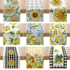 Table Runner Sunflowers Pattern Tablecloth 13x71Inches for Kitchen Coffee Dining