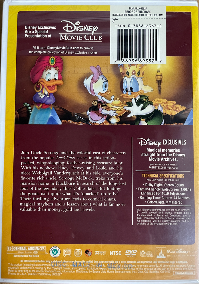 Ducktales The Movie: Treasure of the Lost Lamp (DVD, 2006) for sale ...