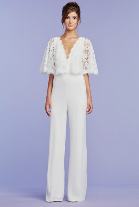 Tadashi Shoji- BRANSON LACE CAPELET IVORY JUMPSUIT size 0/2 - NWT