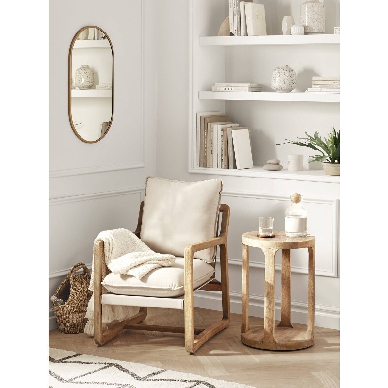 Accent Table Castalia Round Natural Mango Solid Wood Natural Finish