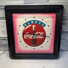 Always Coca-Cola Coke 1994 Square Plastic Clock 13.5" Width Works