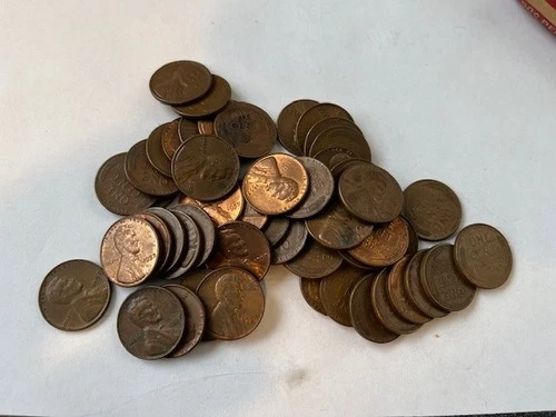 Roll of 50 1957-D (Denver Mint) Circulated Lincoln Wheat Pennies G-XF